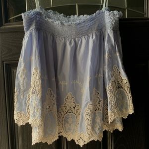 Off the shoulder baby blue blouse